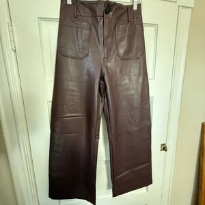 Maeve Cropped Faux-Leather Wide-Leg Pants